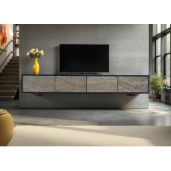 Tv-alus SOUL naturaalne kivi / must, 200x35xH29 cm