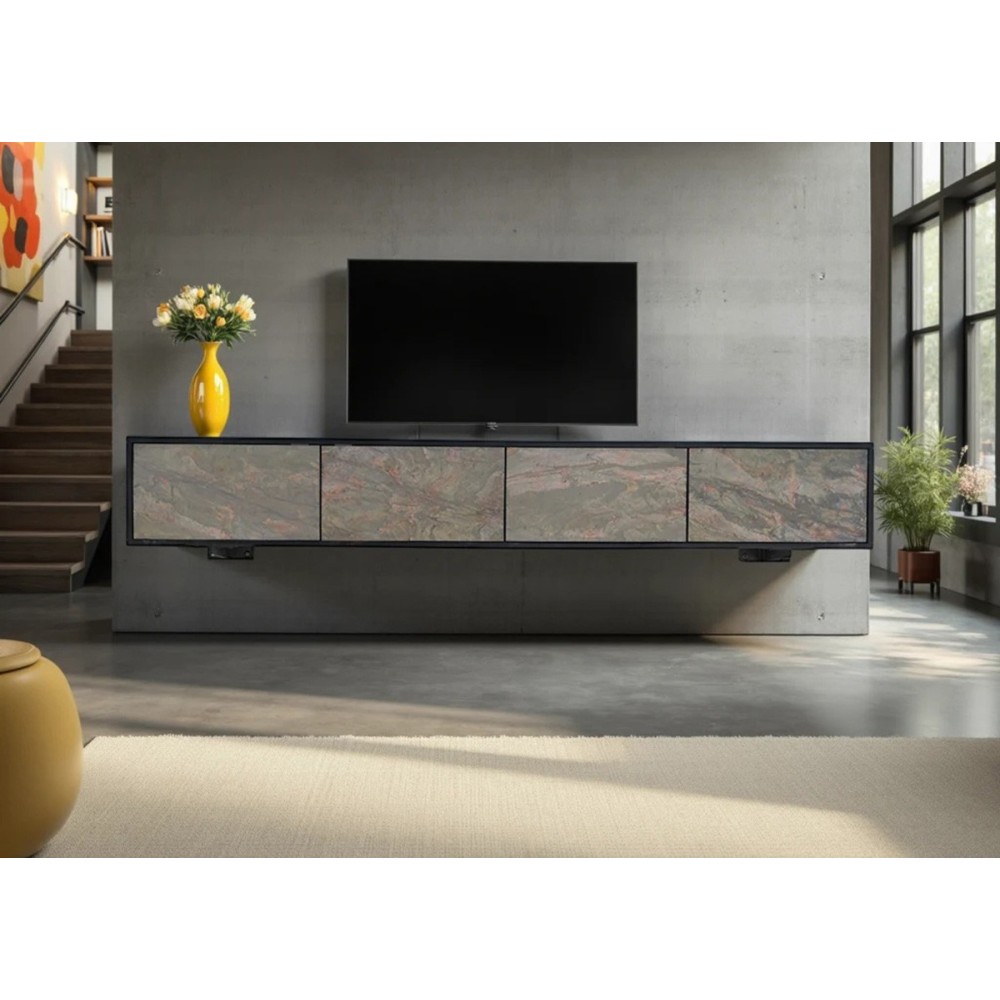 Tv-alus SOUL naturaalne kivi / must, 200x35xH29 cm