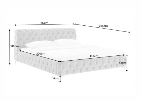 Voodi MODERN BAROQUE hall, magamistoamööbel, voodid, 180x200 voodi