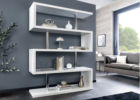 Riiul SNAKE valge, 120x35xH165 cm