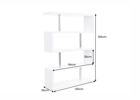 Riiul SNAKE valge, 120x35xH165 cm