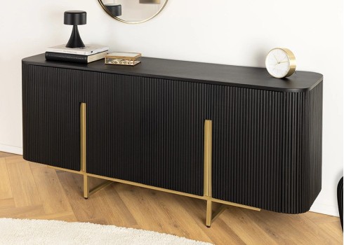 Kummut GATSBY must / kuldne, 160x40xH75 cm