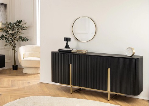 Kummut GATSBY must / kuldne, 160x40xH75 cm