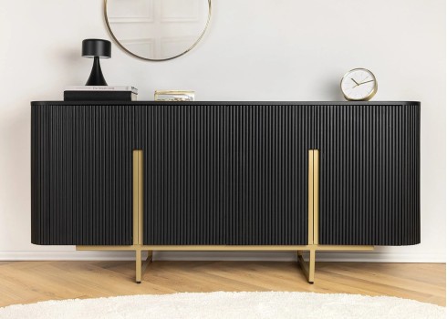 Kummut GATSBY must / kuldne, 160x40xH75 cm