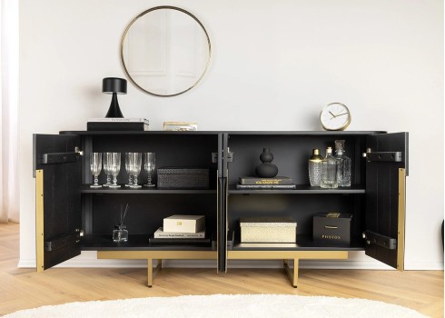 Kummut GATSBY must / kuldne, 160x40xH75 cm