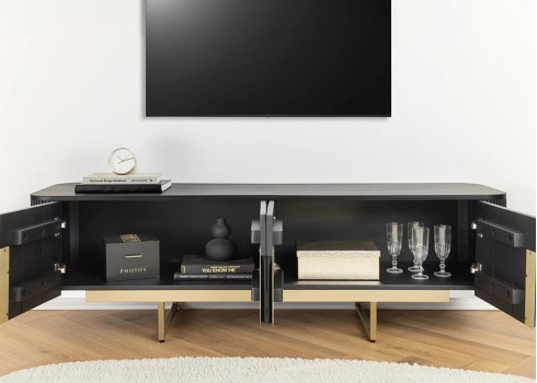 Tv-alus GATSBY must / kuldne, 160x42xH50 cm