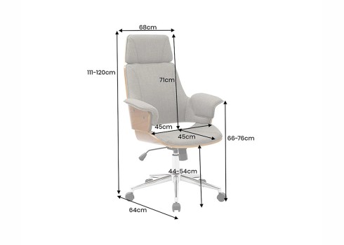Kontoritool MANHATTAN pruun / hall, 64x74xH113-123 cm