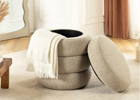 Tumba panipaigaga VOQUE beež buklee, 41x41xH49 cm