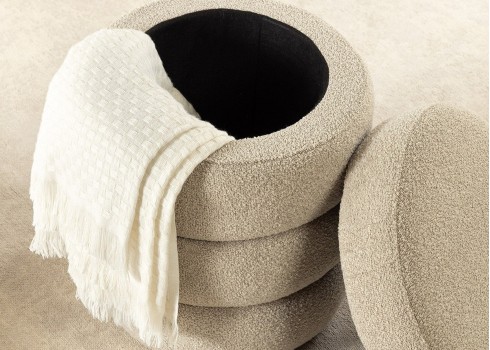 Tumba panipaigaga VOQUE beež buklee, 41x41xH49 cm