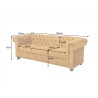 Diivan CHESTERFIELD kollane, 205x87xH73 cm