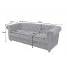 Diivan CHESTERFIELD must, 205x87xH73 cm