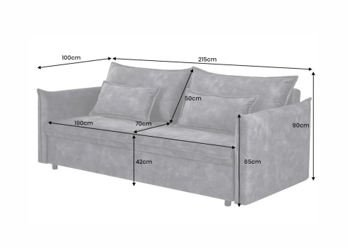 Diivanvoodi APARTMENT tumehall, 215x100xH90 cm