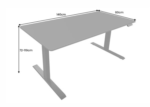 Elektriliselt reguleeritav kirjutuslaud DESK valge, 140x60xH72 cm
