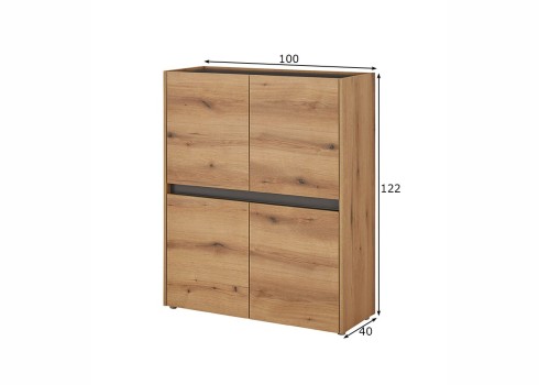 Kapp CITY tamm / antratsiit, 100x40xH122 cm