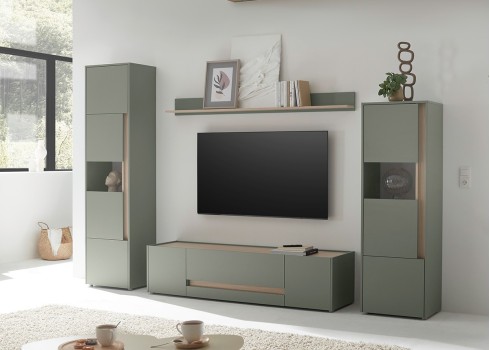 Vitriinkapp CITY roheline / tamm, 50x40xH200 cm