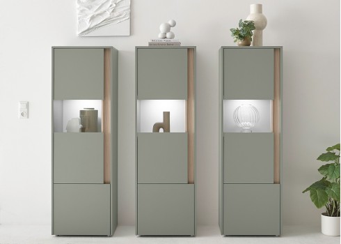 Vitriinkapp CITY roheline / tamm, 50x40xH157 cm