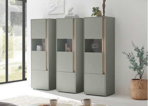 Vitriinkapp CITY roheline / tamm, 50x40xH157 cm