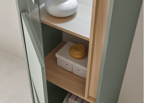 Vitriinkapp CITY roheline / tamm, 50x40xH157 cm