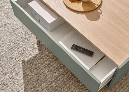 Diivanilaud CITY roheline / tamm, 90x60xH38 cm