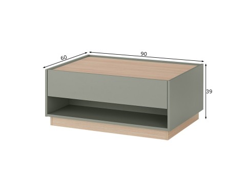 Diivanilaud CITY roheline / tamm, 90x60xH38 cm