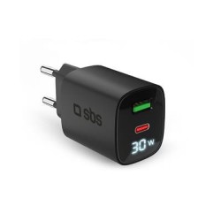 Charger SBS GaN 30W, USB-C, LCD, Black