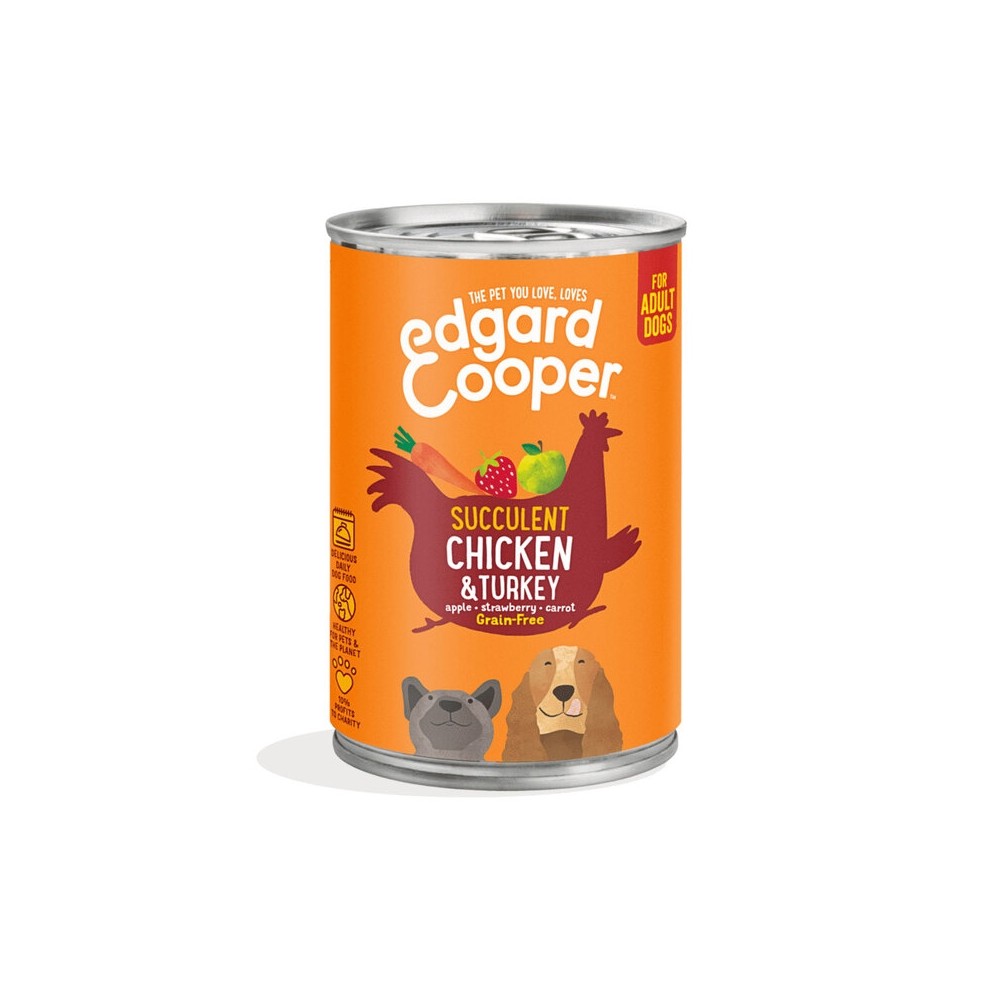 Edgard Cooper konserv koerale, kanaliha- ja kalkuniga, 400 g