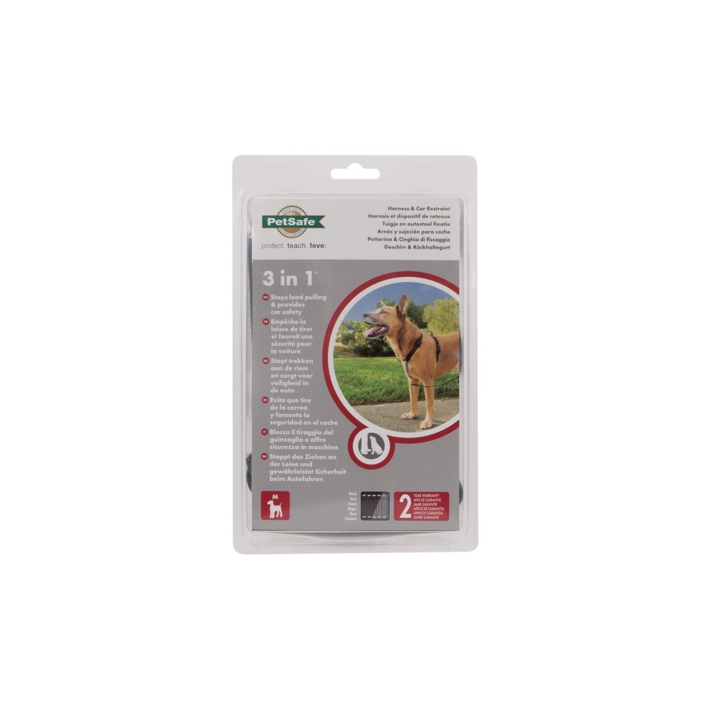 PetSafe 3 in 1 traksid ja auto turvarihm M, must