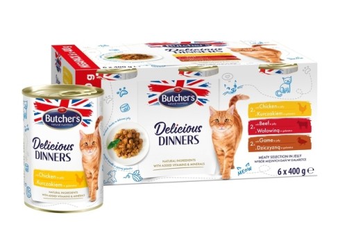 Butcher's kassi konserv Delicious Dinner veis-kana-uluk multi. 400gx6