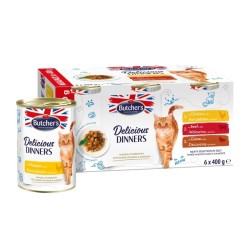 Butcher's kassi konserv Delicious Dinner veis-kana-uluk multi. 400gx6