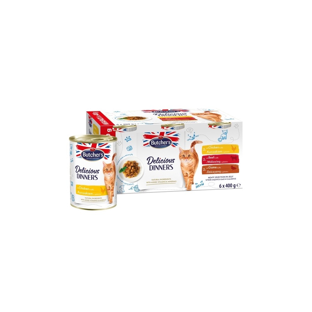 Butcher's kassi konserv Delicious Dinner veis-kana-uluk multi. 400gx6