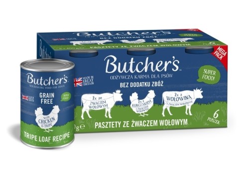 Butcher's Tripe Mix konserv koertele veis-kana 400g x 6tk