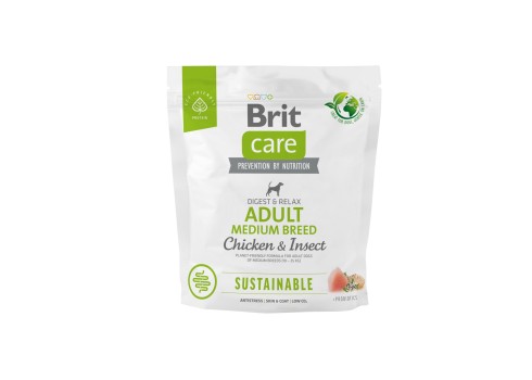 Brit Care Sustainable Adult Medium Breed Chicken & Insect koeratoit 1kg