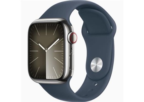 Apple Watch 9 Cellular 41mm Silver Sts-Storm Blue Sport Band S-M