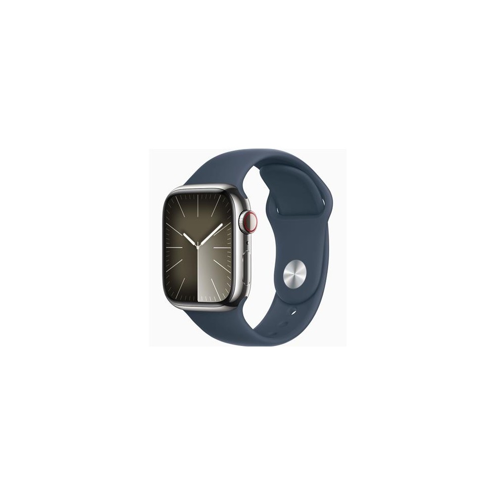 Apple Watch 9 Cellular 41mm Silver Sts-Storm Blue Sport Band S-M