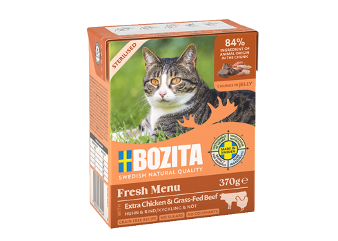 Bozita kassikonserv Sterilised Chicken & Grass-Fed Beef in Jelly 370g