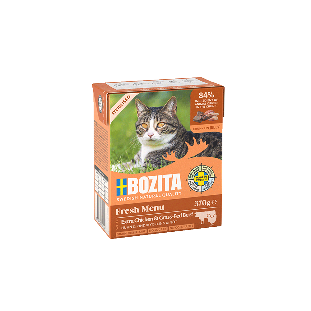 Bozita kassikonserv Sterilised Chicken & Grass-Fed Beef in Jelly 370g