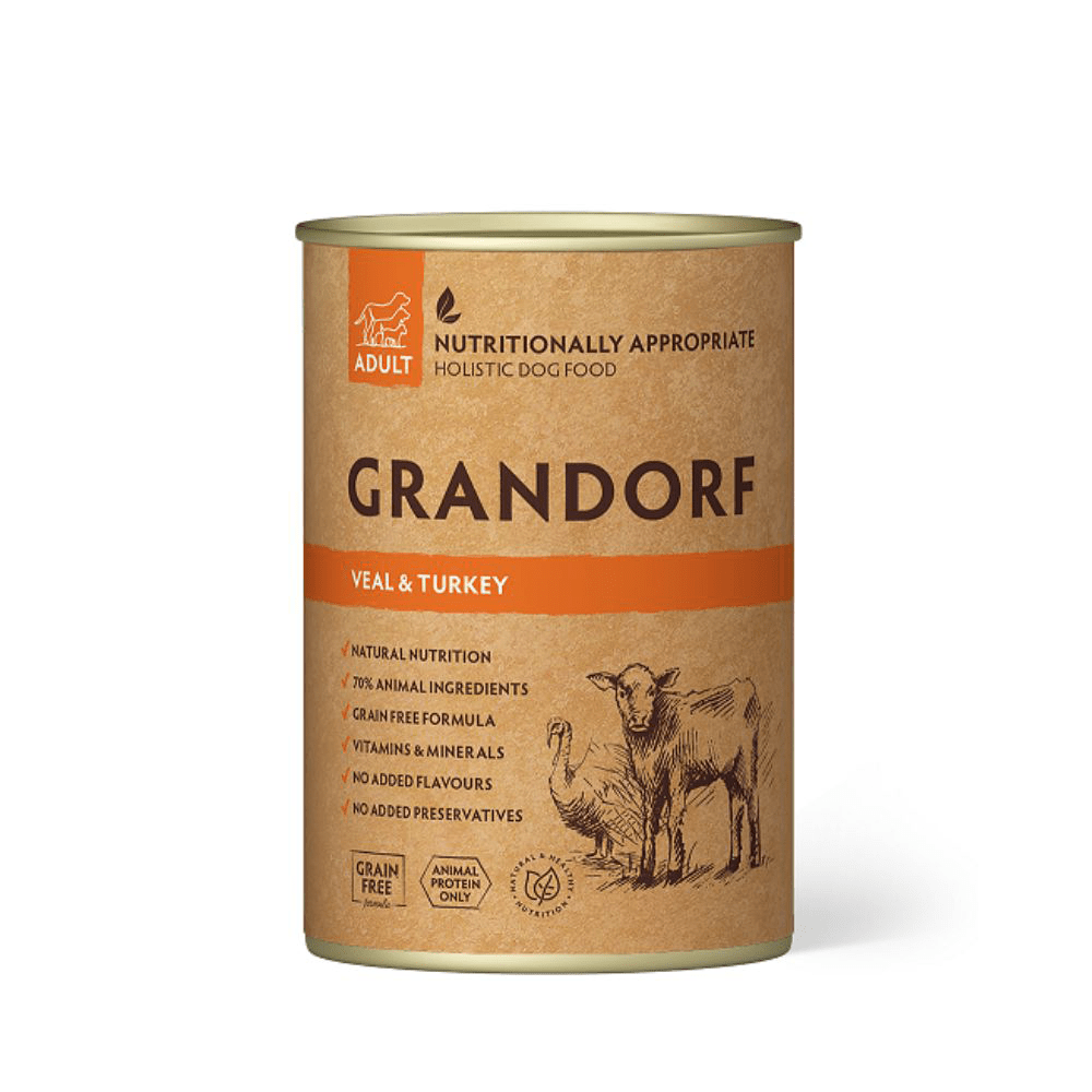 Grandorf Vasika- ja Kalkuniliha konserv Koertele 6x400g