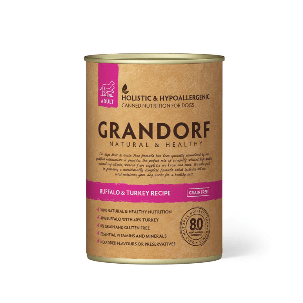 Grandorf Pühvli ja Kalkuniliha konserv koertele 6x400g