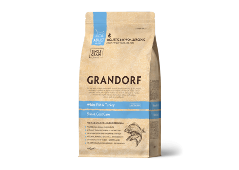 Grandorf Cat Valge Kala Täiskasvanud Kassidele Skin&Care 400g