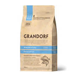 Grandorf Cat Valge Kala Täiskasvanud Kassidele Skin&Care 400g