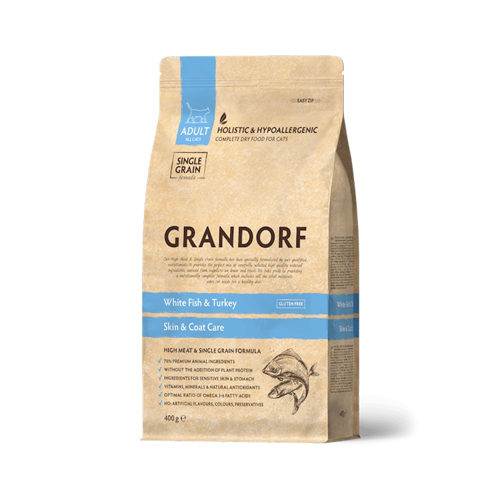 Grandorf Cat Valge Kala Täiskasvanud Kassidele Skin&Care 400g