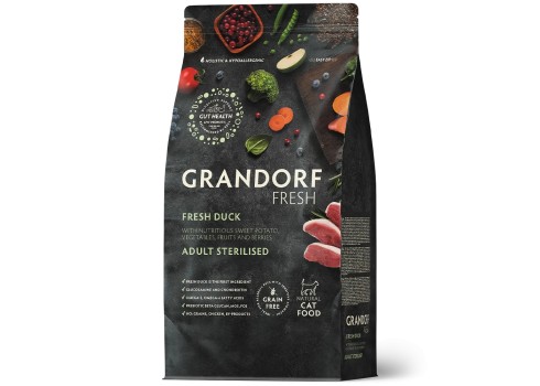 Grandorf Cat Fresh Värske Part ja Bataat Täiskasvanud Steriliseeritud Kassidele 400g