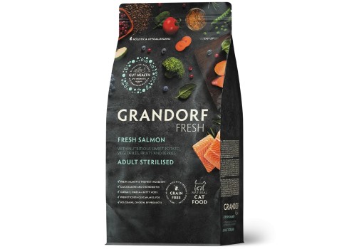 Grandorf Cat Fresh Värske Lõhe ja Bataat Täiskasvanud Steriliseeritud Kassidele 2kg