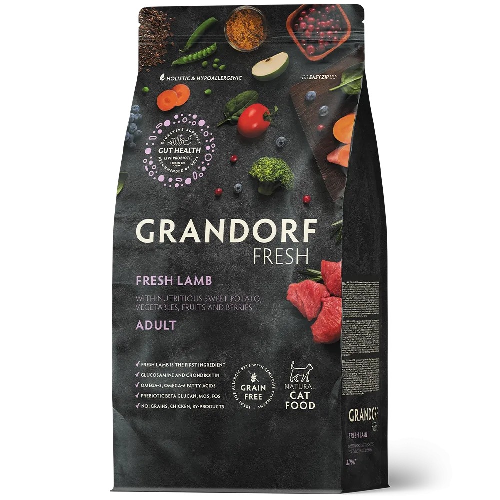 Grandorf Cat Fresh Värske Lammas ja Bataat Täiskasvanud Kassidele 400g