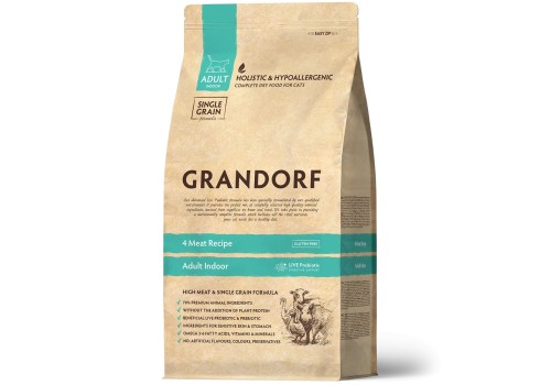 Grandorf Cat 4 Lihaga Täistoit tubastele kassidele 400g