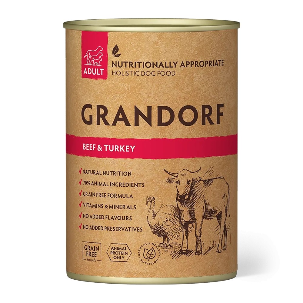Grandorf Veise- ja Kalkuniliha konserv Koertele 6x400g