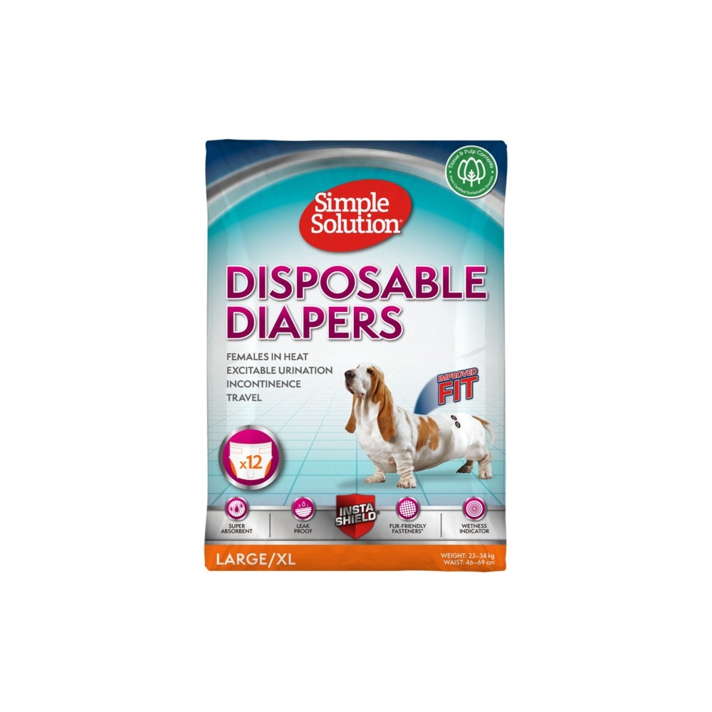 Simple Solution ühekordne mähe emasele koerale, L suurus, 12 tk