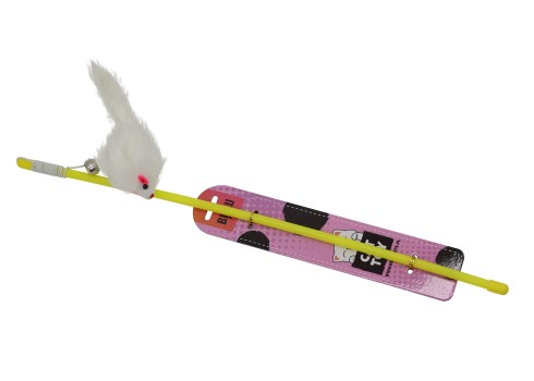 Bubu Pets kassiõng hiirega kummi otsas 47cm assortii