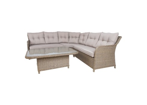 Aiamööblikomplekt PACIFIC laud, nurgadiivan