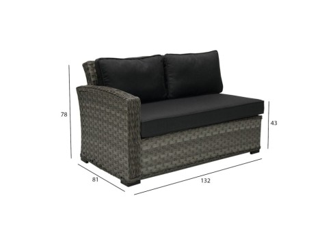 Mooduldiivan GENEVA 2-kohaline, vasaku käetoega, hall